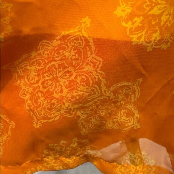 JH collectibles orange printed chiffon overlay maxi dress size 14 - Picture 4 of 6